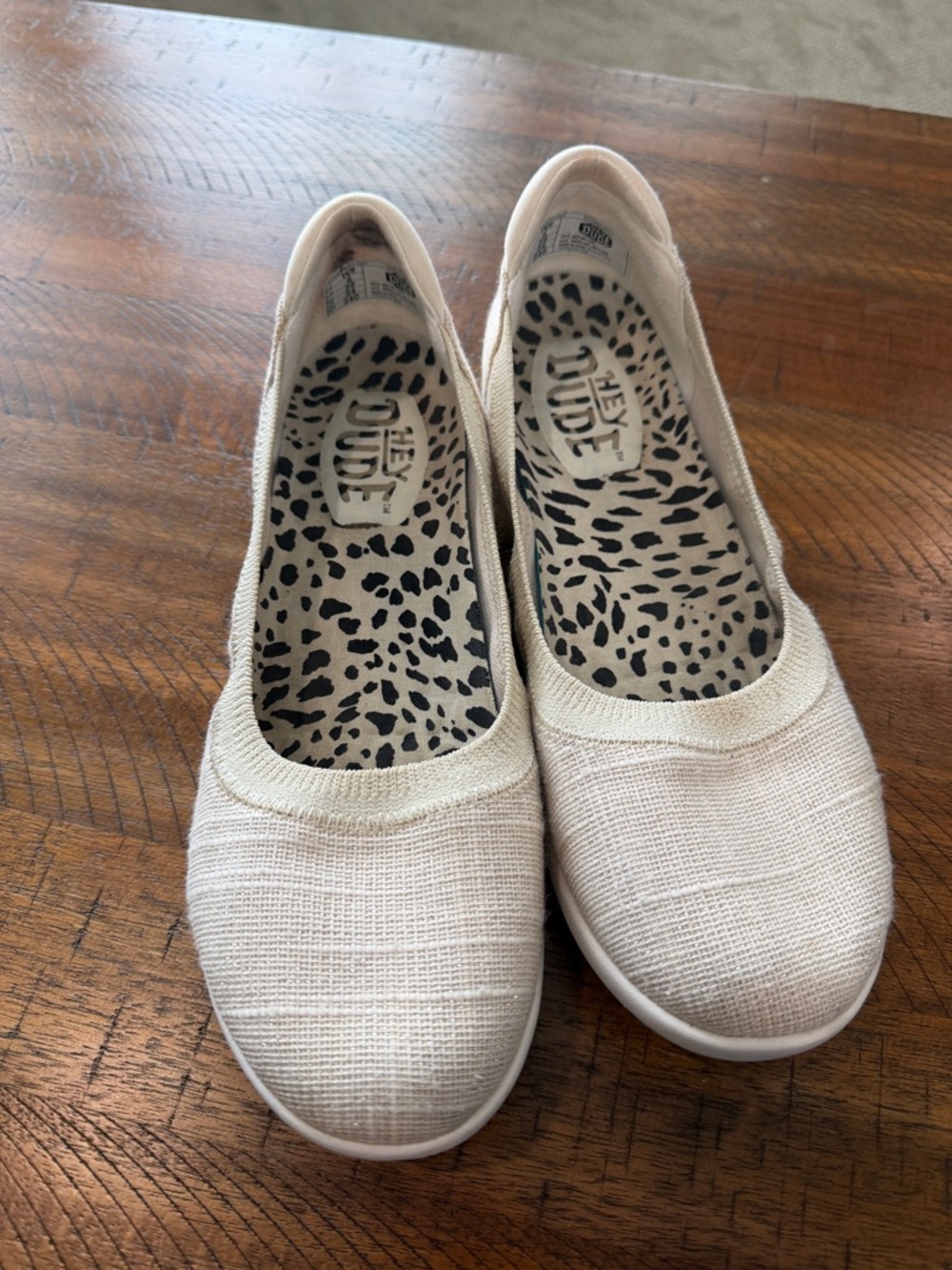 Hey Dude Women’s Beige Canvas Slip-On Ballet Flats